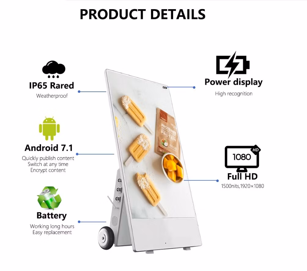 43inch Outdoor Portable LCD Digital Display for Advertising Battery Powered
