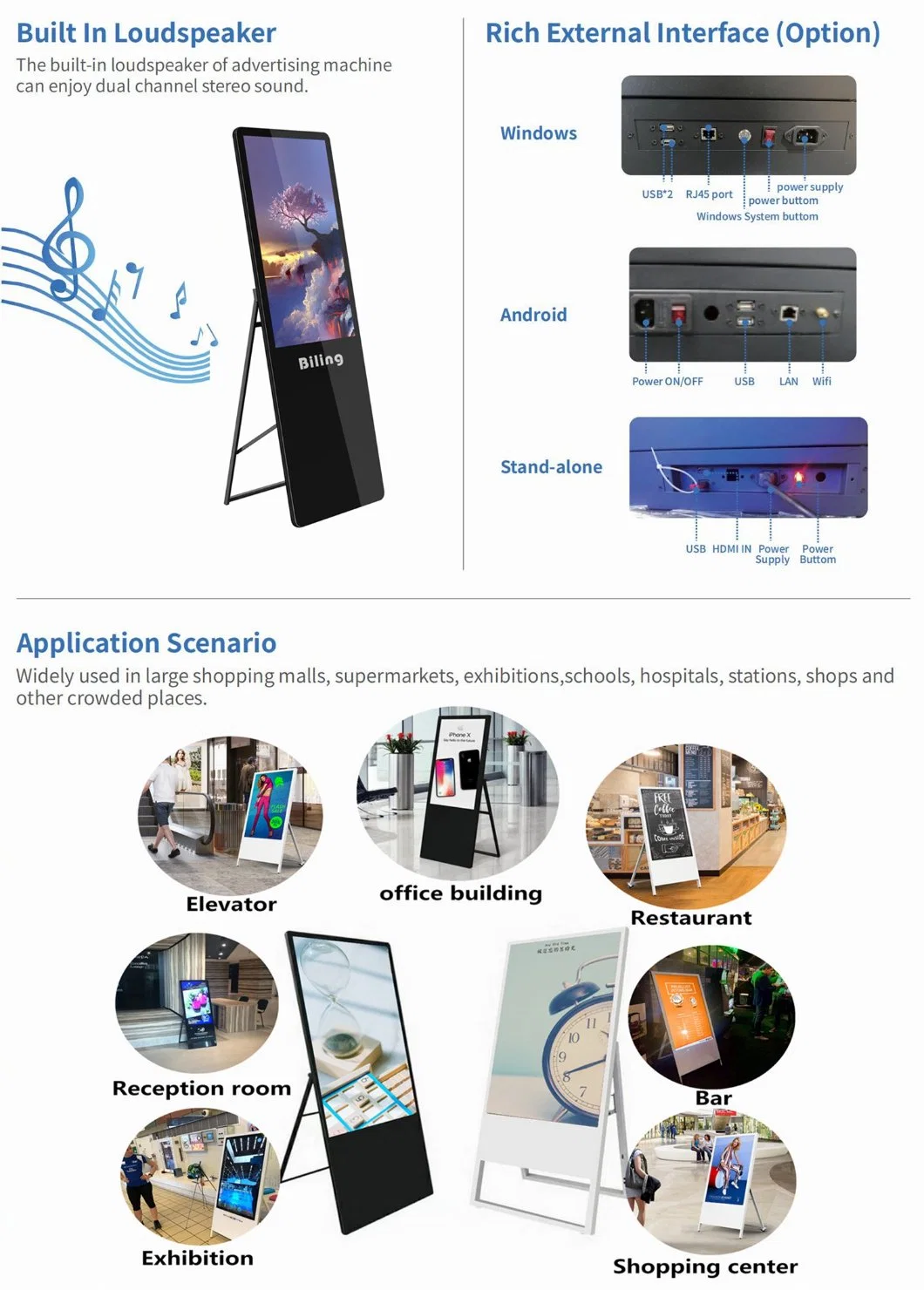 TFT Indoor Application 43 49 55 Inch Folding Screen Advertising Touch Kiosk Standalone Android Digital Signage Display Internet Kiosk