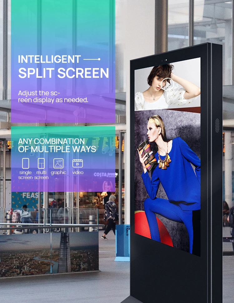 75inch Double Sided Vertical LCD Advertising High Brightness Touch Screen Stand Digital Signage Dual Screen Kiosk