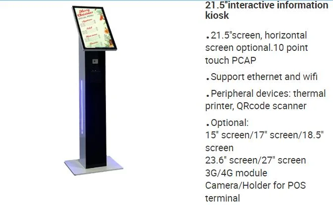 10.1&prime;&prime;~27&prime;&prime; Windows Vertical Touch Screen Queue Kiosk Android Horizontal Touchscreen Kiosk Interactive Information Kiosk Self Service for Restaurant