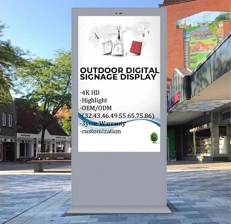 2K and 4K 43 49 55 65 75 85 Double Sided Outdoor Display with IP55 Waterproof Advertising Totem Ad Player