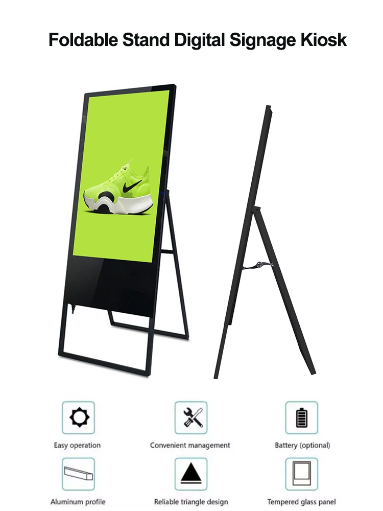 40 43 55 65 Inch Android Foldable Advertising Player Poster Totem Kiosk Screen LED Window Display Floor Stand Digital Signage