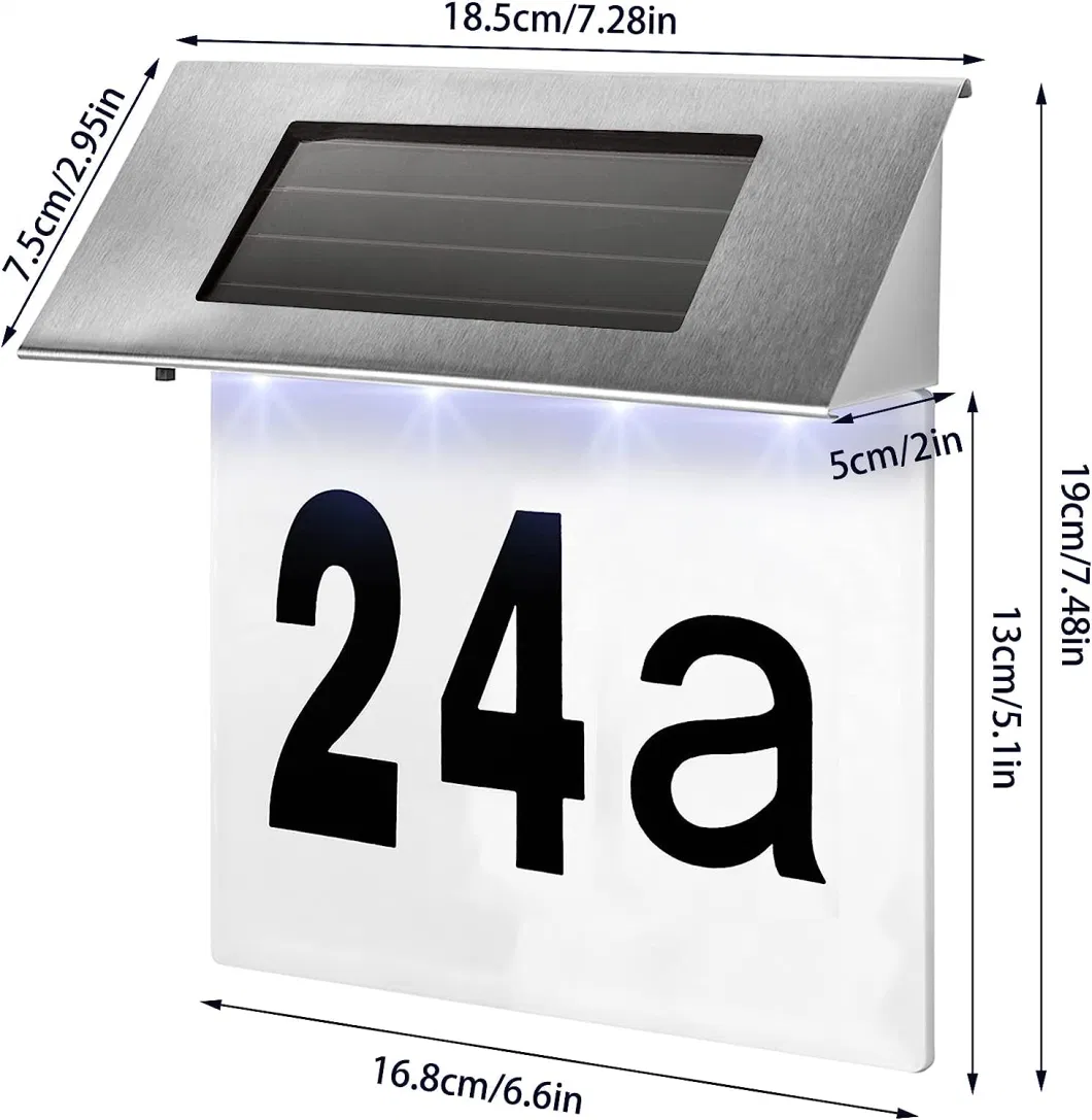 Outdoor Waterproof Solar Powered LED Electronic Address Signs Sign House Numbers for Outside Rechargeable LED Lighted Address