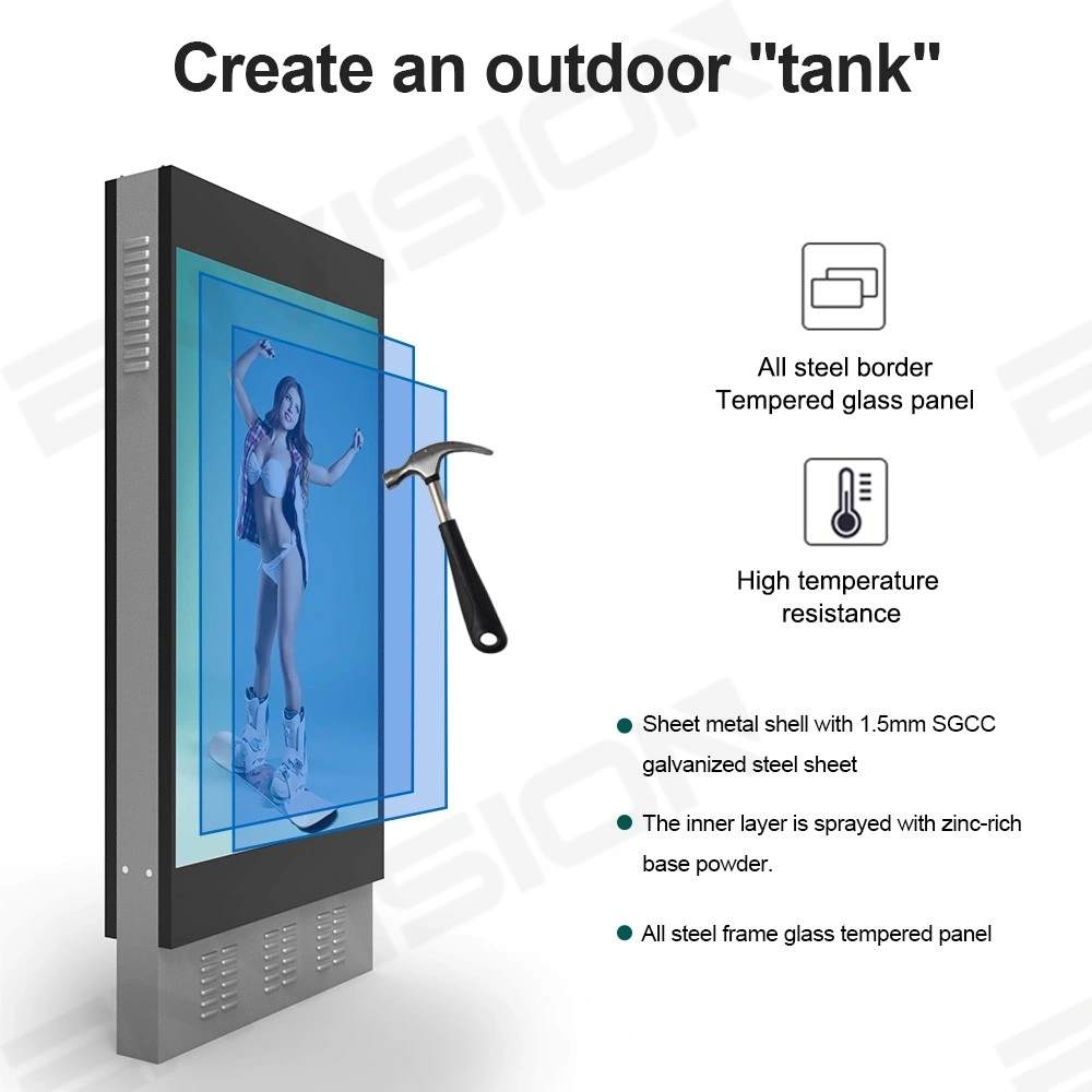 55 Inch Dustproof Waterproof Large Outdoor Advertising Screen Totem IP65 Big Outdoor Digital Signage Kiosk