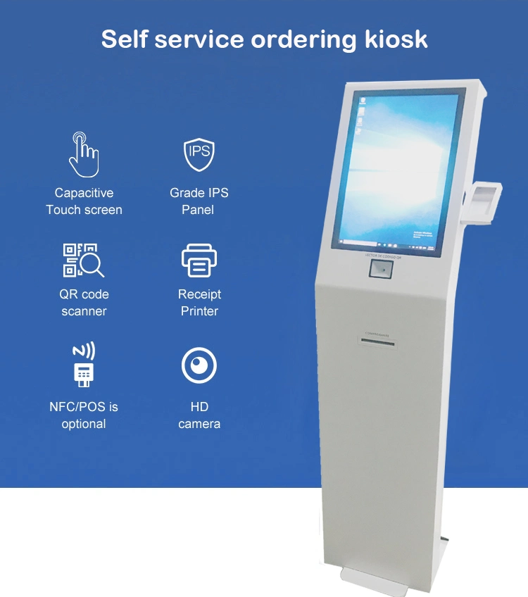 Digital Window Restaurant Self Service Ordering Payment Kiosk Curved Touchscreen Unattended Terminal Kiosk