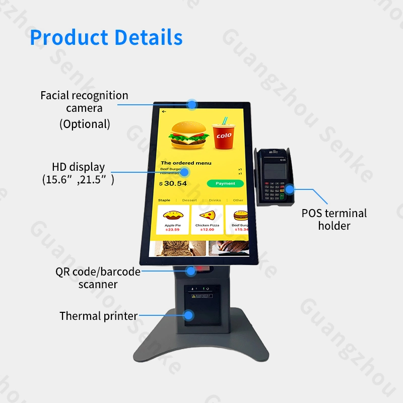 Kfc Mcdonald 15.6 21.5 Inch Capacitive Touch Screen Kiosk Countertop Self Ordering Kiosk Self Order System Restaurant Ordering Machine