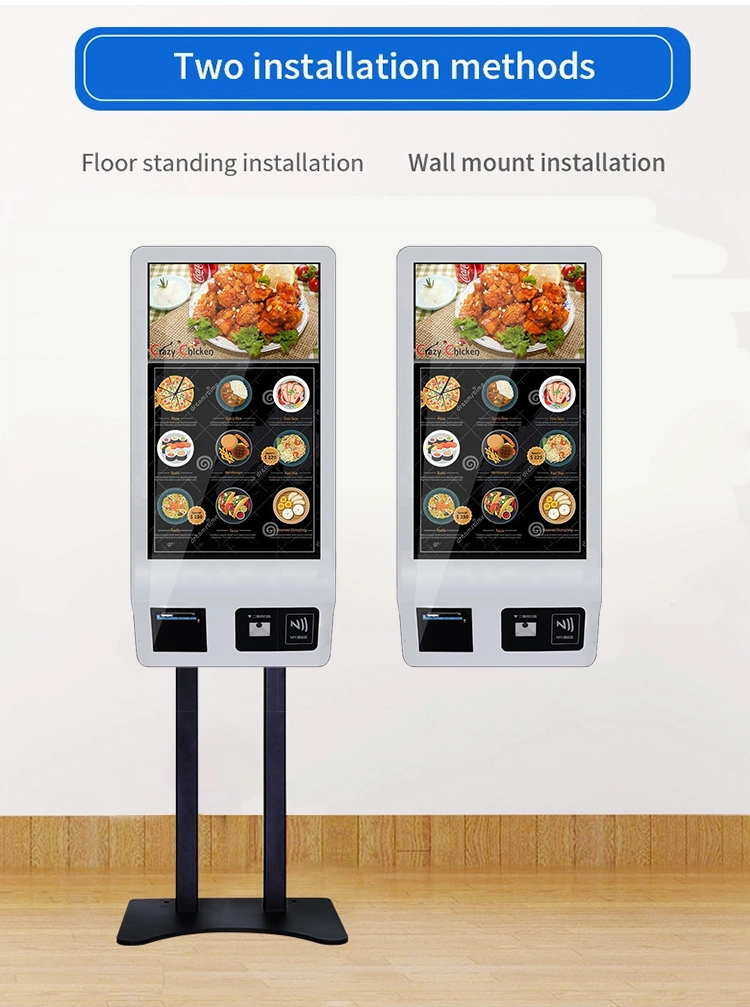 Smart Touch Screen Information Kiosk for Catering Self Checkout Machine Facial Payment Interactive Wall Mount Kiosk