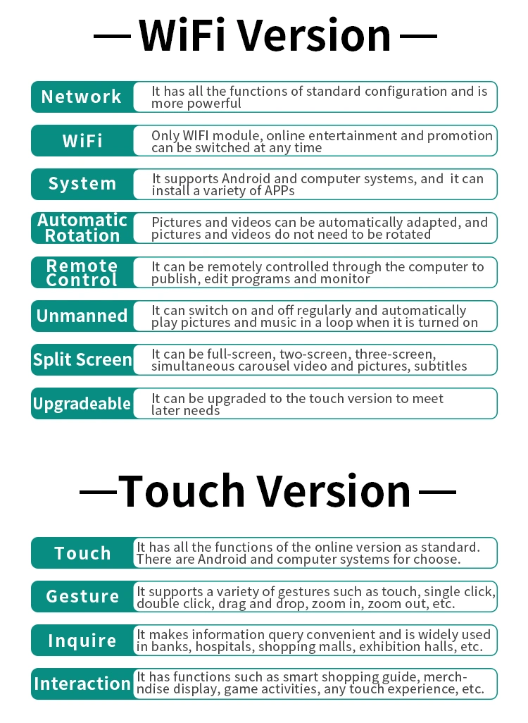 Rotatable 55 65 Inch LCD Digital Signage and Displays HD Poster LCD Kiosk 4K Indoor Advertising Player HD Touch Screen Kiosk