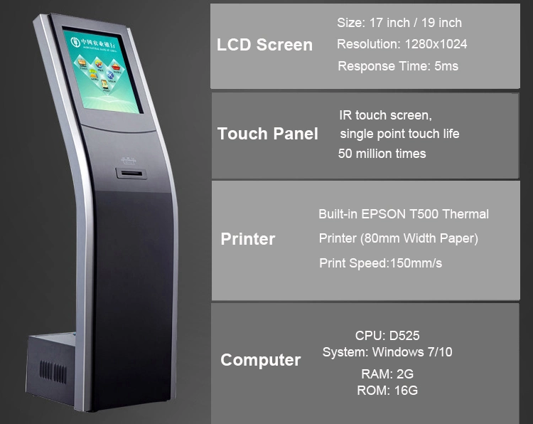 Multi Touch Screen Android Queue Management System Digital Signage Kiosk