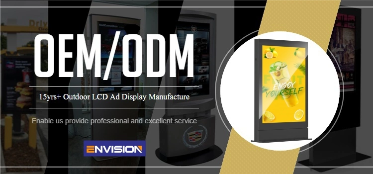 Envision 55 65 75 86 Commercial Monitor Advertising Player IP65 Outdoor LCD Waterproof Totem Displays Interactive Touch Screen Kiosk Information Digital Signage