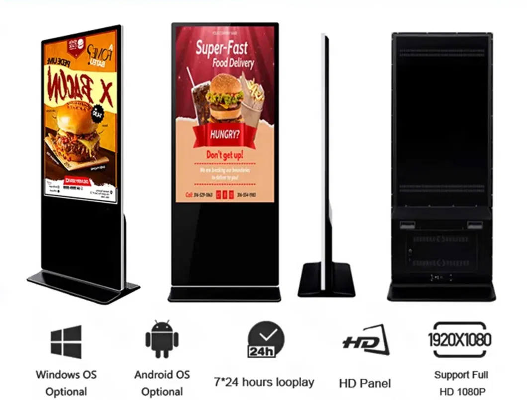 Ground Standing Advertising Display 43 55 65 Inch Outdoor Digital Kiosk