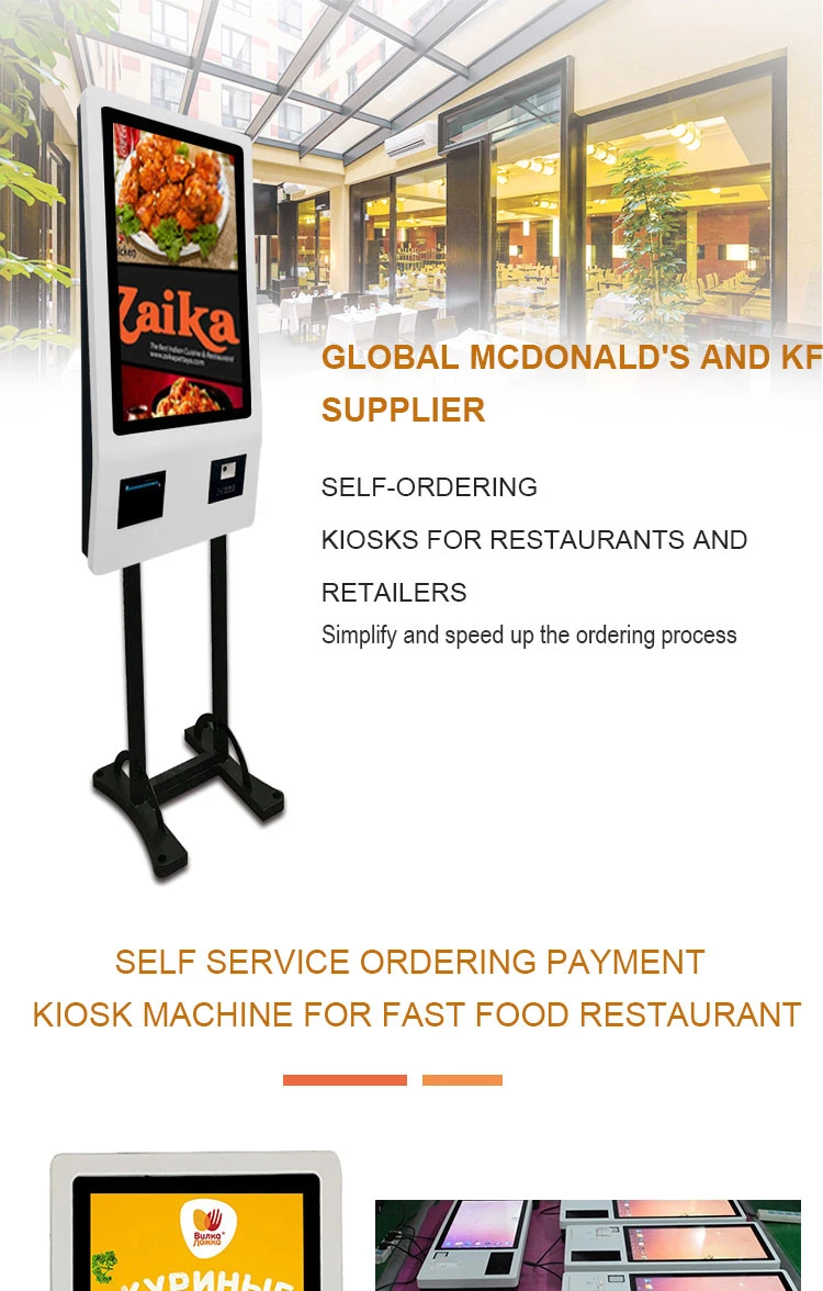 Smart Touch Screen Information Kiosk for Catering Self Checkout Machine Facial Payment Interactive Wall Mount Kiosk