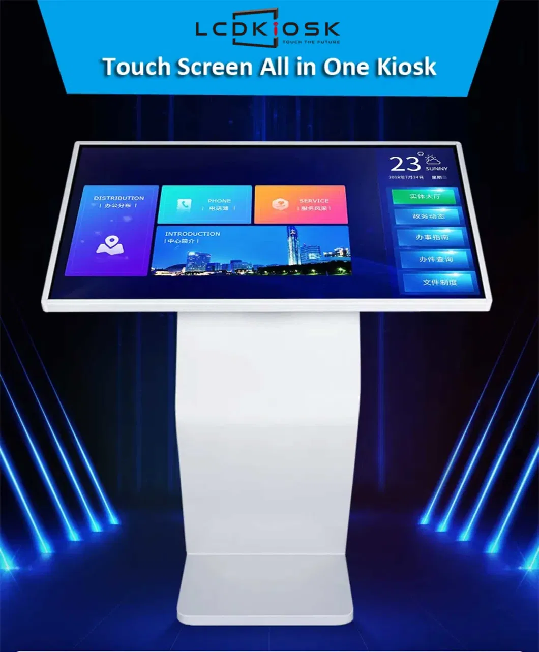 32 43 49 55 Inch OEM K Style Floor Standing Touch Screen Kiosk Indoor Showroom Digital Signage Advertising Player