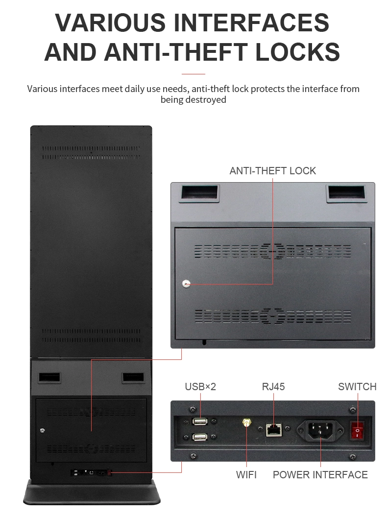 4K LCD Crinformation Kiosk Vertical LCD Advertising Display Digital Signage Totem Floor Standing Touch Screen