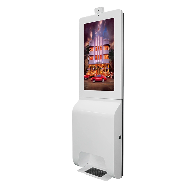 21.5 Inch Digital Signage Kiosks with Automatic Hand Sanitizer Dispenser Facial Recognition Thermometer