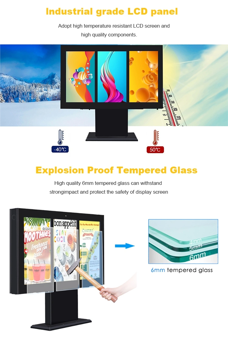 Envision 55 65 75 86 Commercial Monitor Advertising Player IP65 Outdoor LCD Waterproof Totem Displays Interactive Touch Screen Kiosk Information Digital Signage