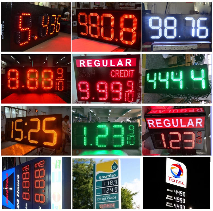 Outdoor Electric Digital Price Sign Board Regular Green Wireless Control Gas Station LED Price Number Sign