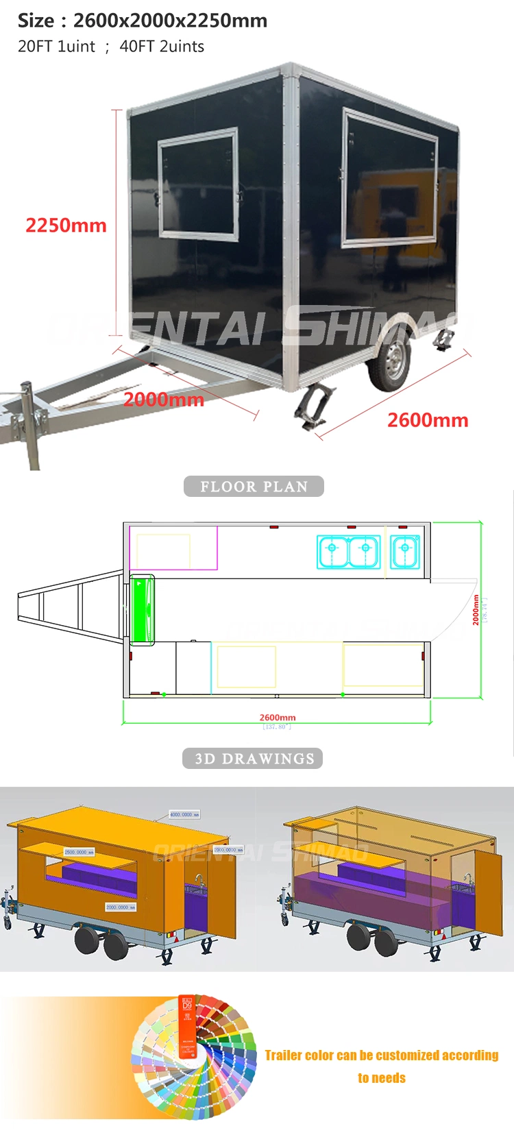 Mobile Fast Food Trailer Horse Travel Catering Camping Trailer