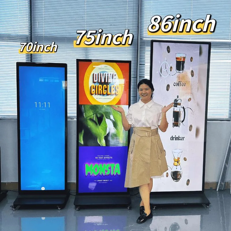 Full HD Screen 85 86 Inch LCD Advertising Poster Indoor Digital Signage 2023 Latest Information Smart Touch Screen Kiosk