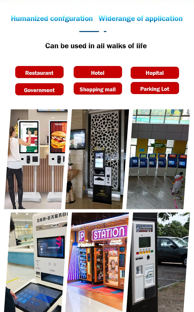 Digital Window Restaurant Self Service Ordering Payment Kiosk Curved Touchscreen Unattended Terminal Kiosk