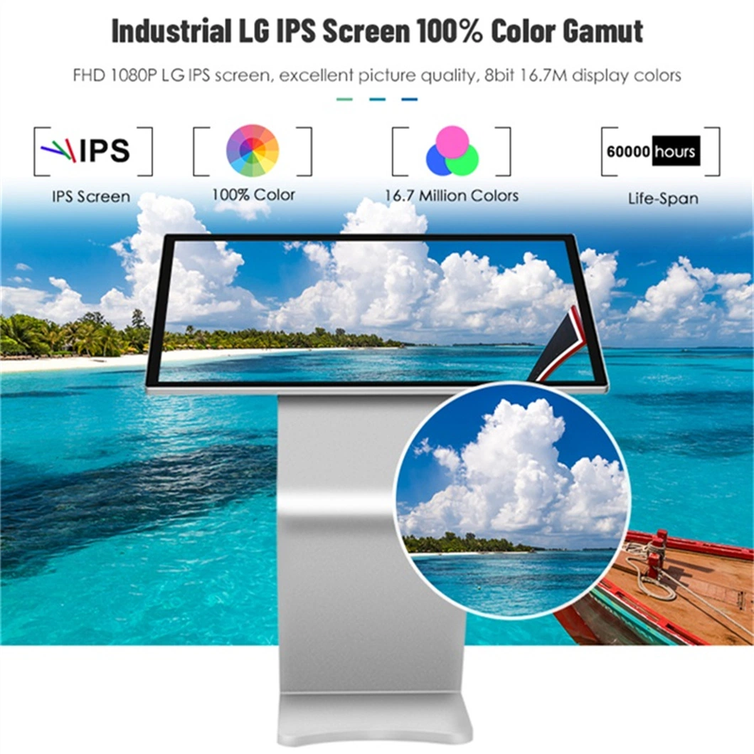 UHD 4K Ultra-Thin Horizontal Digital Signage Totem 32 42 43 55 65 Inch Kiosk TV Digital Display Screen Price Advertising Display Interactive Touch Screen