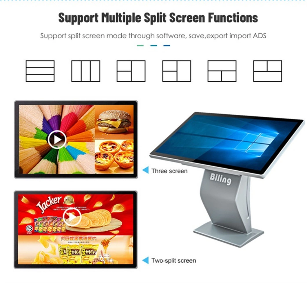 32 55 65 Inch 4K Ultra-Thin Horizontal LCD Floor Standing Totem 42 Inch Kiosk TV Vertical Advertising Interactive Touch Screen Digital Signage Digital Display