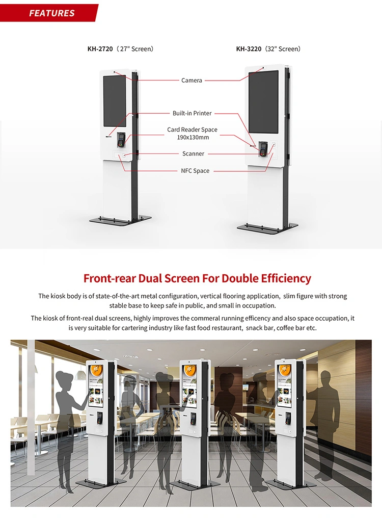 Restaurant Wireless Ordering Machine Touch Screen Self-Service Payment Kiosk POS System Ticket Printer in China