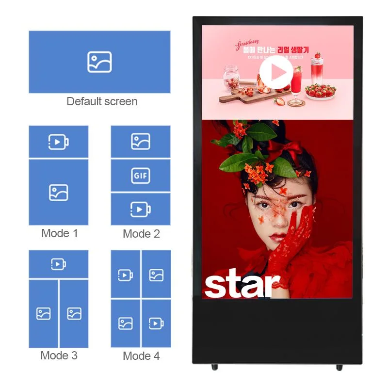 43 Digital Advertising Screen Outdoor Battery Powered Digital Signage Movable Kiosk Display Digital Signage