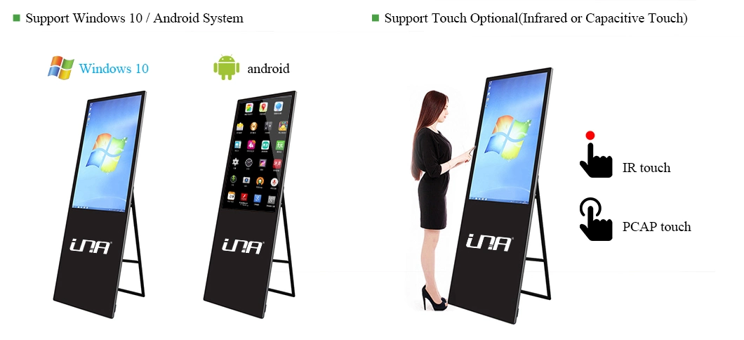 Standalone Black Metal Frame HD Video Screen Android WiFi LCD Digital Signage