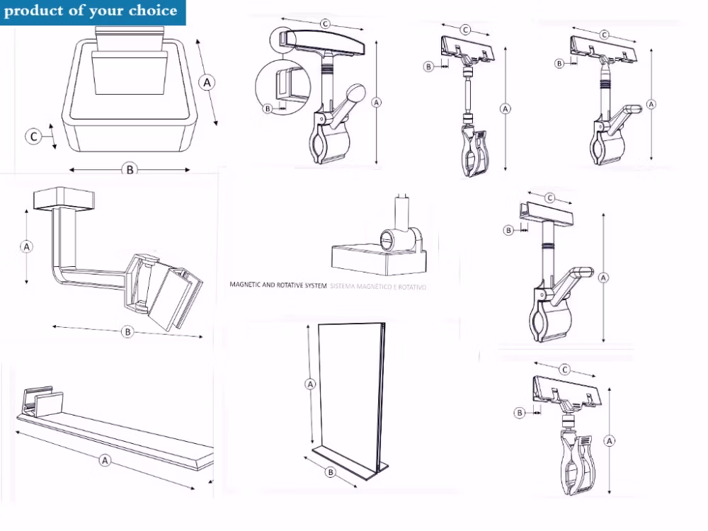 Price Label Aluminum Poster Frame Sign Holder with Two Base