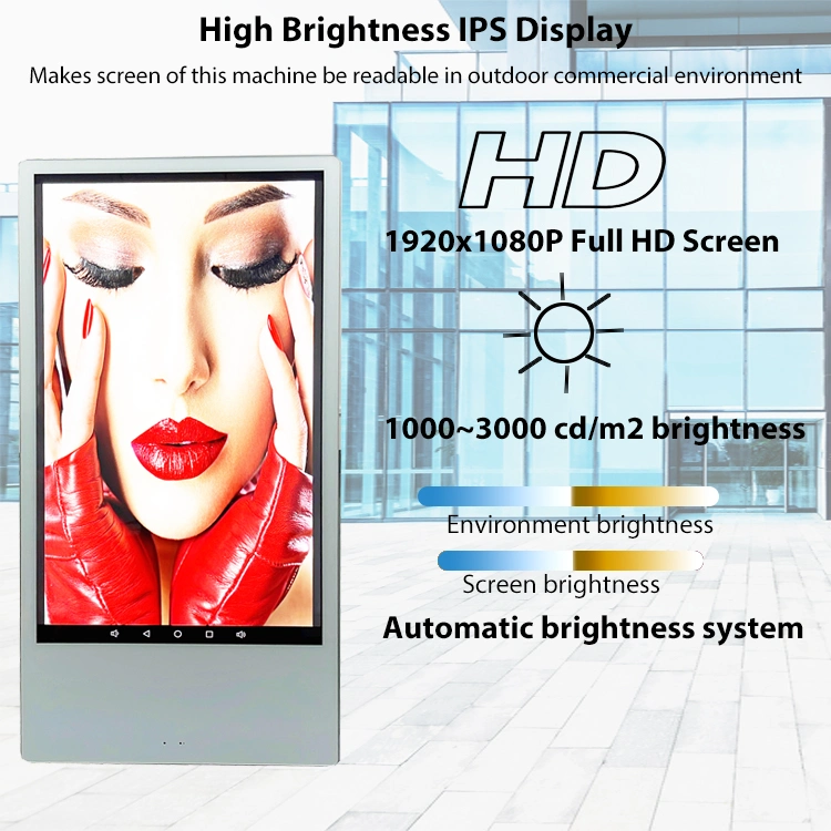 43 Inch Battery Rechargeable Moveable 4K Digital Signage and Displays Outdoor Waterproof Advertising Screen