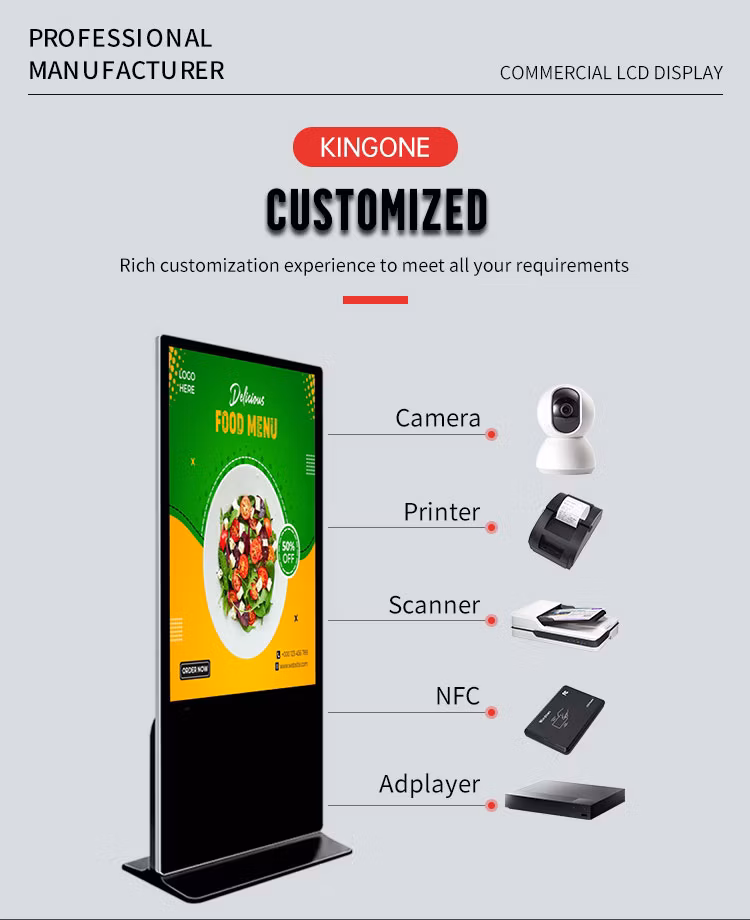 55 Inch Digital Signage Kiosk Touchscreen Floor Standing Kiosk Vertical Advertising Kiosk