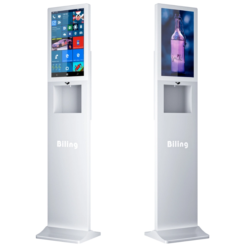 Advertising Players with Digital Kiosk Touchless Hand Sanitizer Dispenser