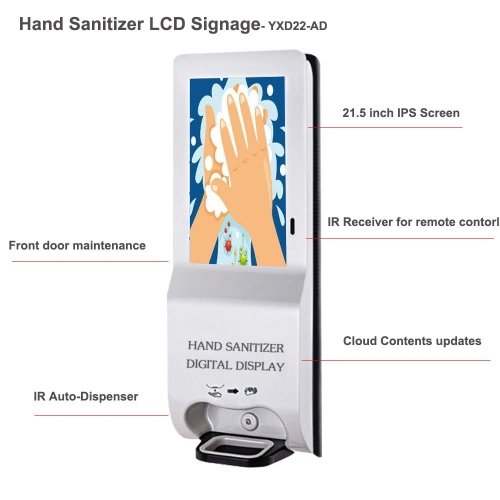 Digital LCD Advertising Screen Hand Sanitizer Dispenser Automatic Kiosk