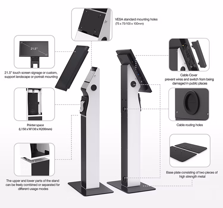 Dvertising Display LCD Floor Standing Totem with Automatic IR Sensor Automatic Hand Sanitizer Dispenser Kiosk