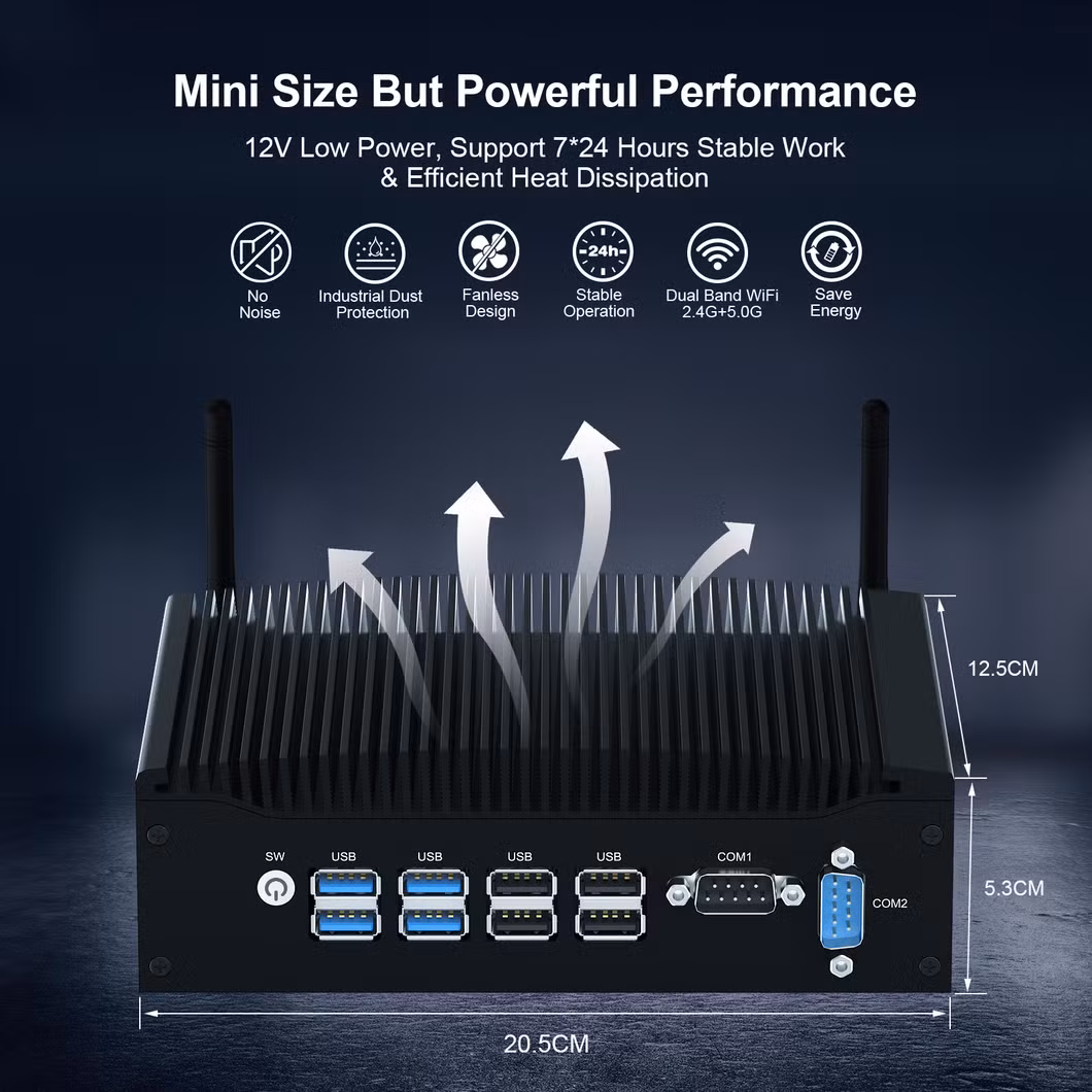 Mini PC 8260u Fanless Panel PC RJ45 LAN 2 COM Industrial Dustproof Computer Hardware Software Desktop