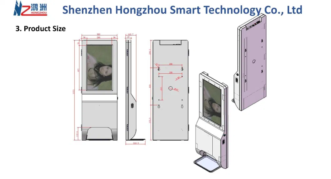 21.5 Inch Digital Signage Automatic Hand Sanitizer Dispenser Kiosk