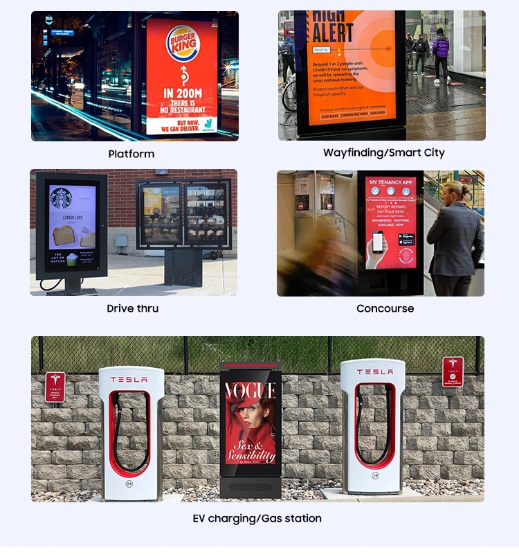 2K and 4K 43 49 55 65 75 85 Double Sided Outdoor Display with IP55 Waterproof Advertising Totem Ad Player