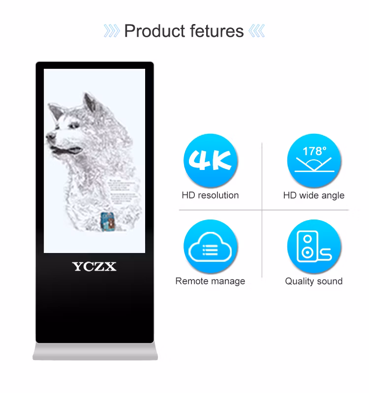 Commercial Display 55 Inch Floor Stand Ad Kiosk LED Advertising Display Board LED Digital Signage Totem