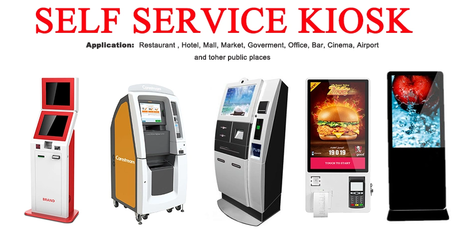 New Design Free Standing Outdoor Digital Signage Card Issuing Qr Reader Code Self Service Kiosk ATM Machine