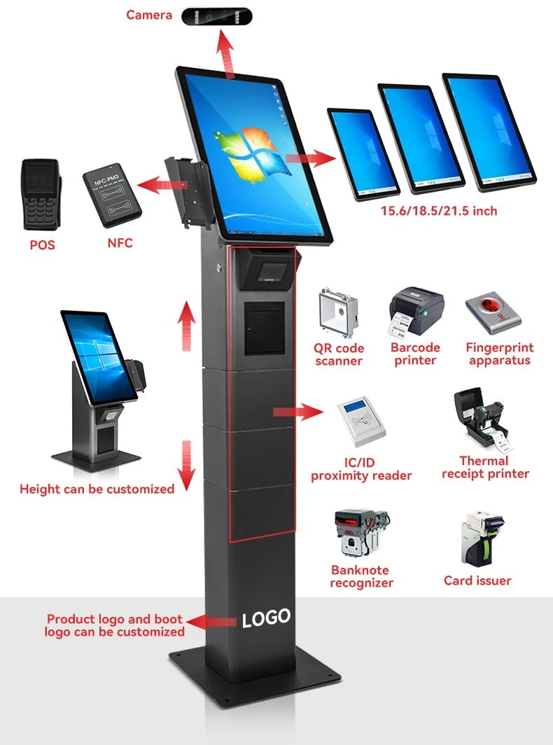 Wall-Mounted 21.5 Self-Service Ordering Menu Interactive Kiosk Touch Screen Self-Ordering