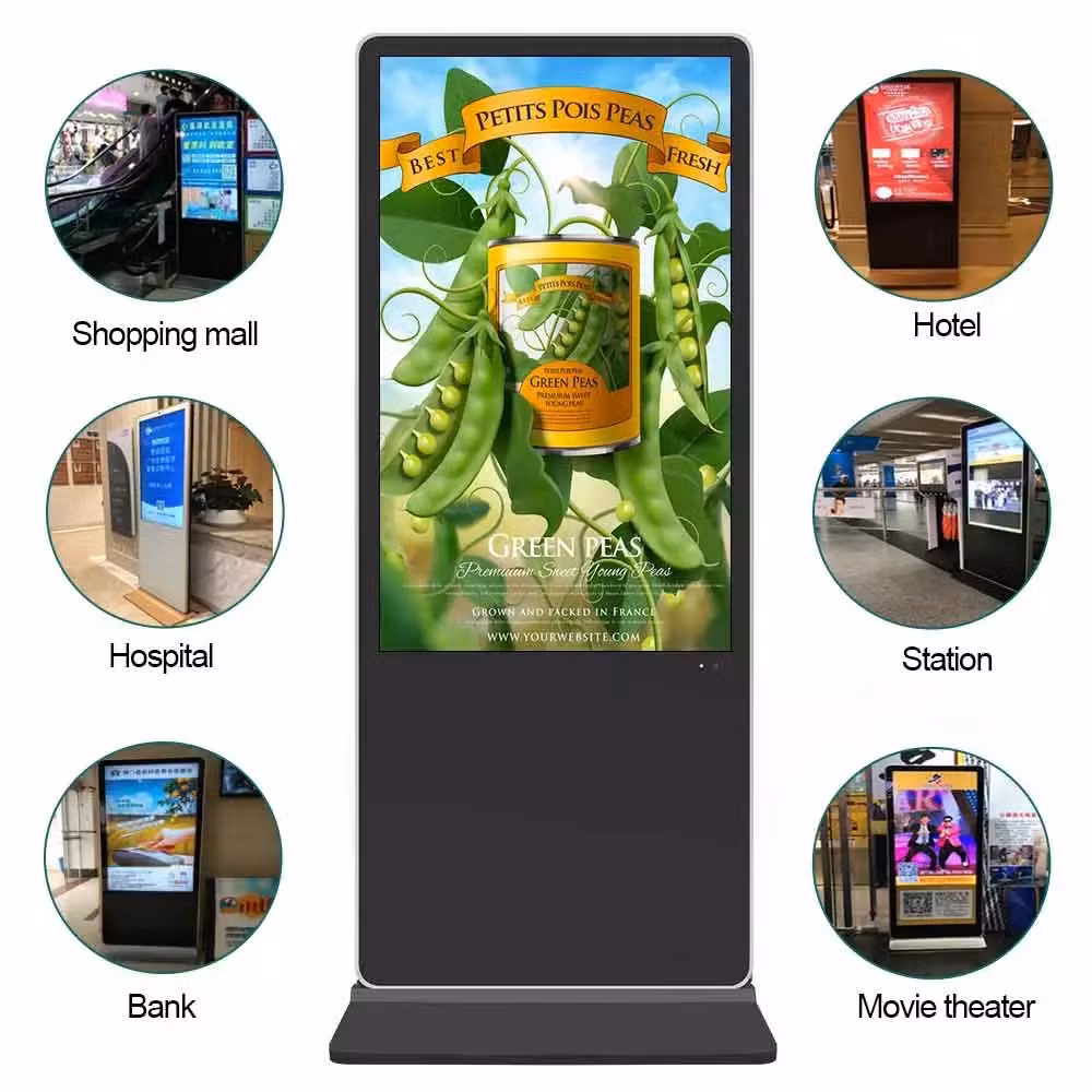 Easy Moved Advertising Display Floor Standing LCD Digital Menu Board 65′′