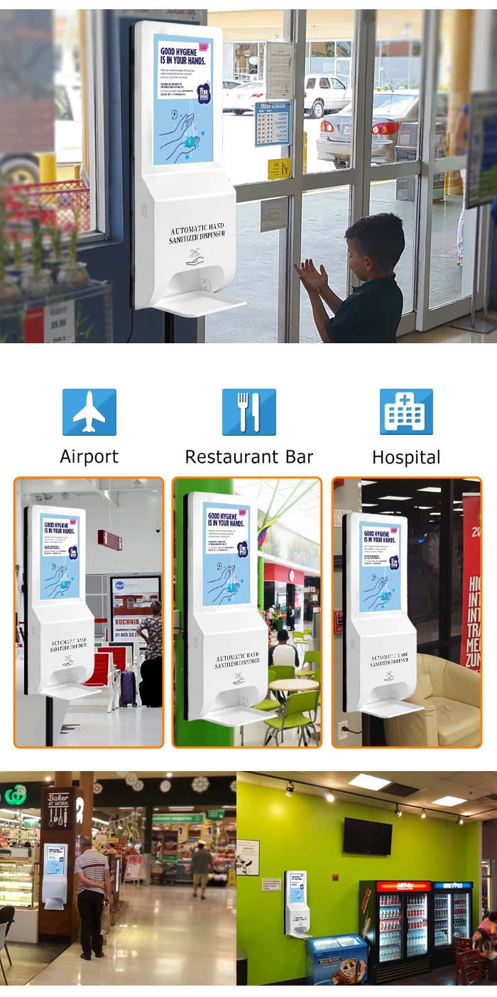 21.5 Inch Android Automatic Hand Sanitizer Dispenser Digital Signage Kiosk