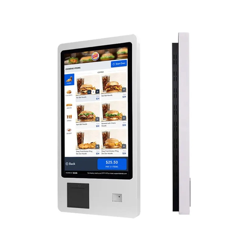 Food Restaurant Touch Screen Self Ordering Payment Kiosk with Receipt Printer