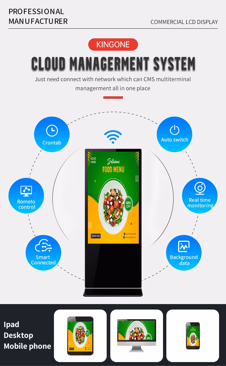 49 Indoor Smart Advertising Digital Kiosk Touch Android Kiosk for Vertical Advertising and Interactive Displays