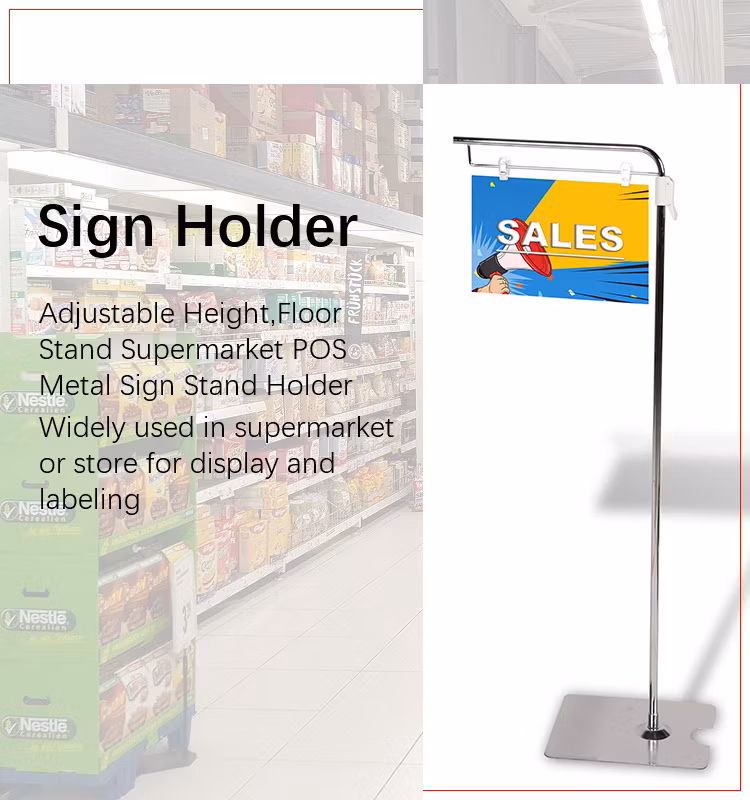 Metal Supermarket Pop Display Stand Advertising Poster Sign Holder