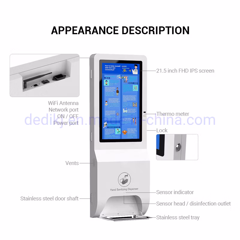Floor Stand Electronic Hand Sanitizer Alcohol Gel Dispenser Soap Dispenser Kiosk