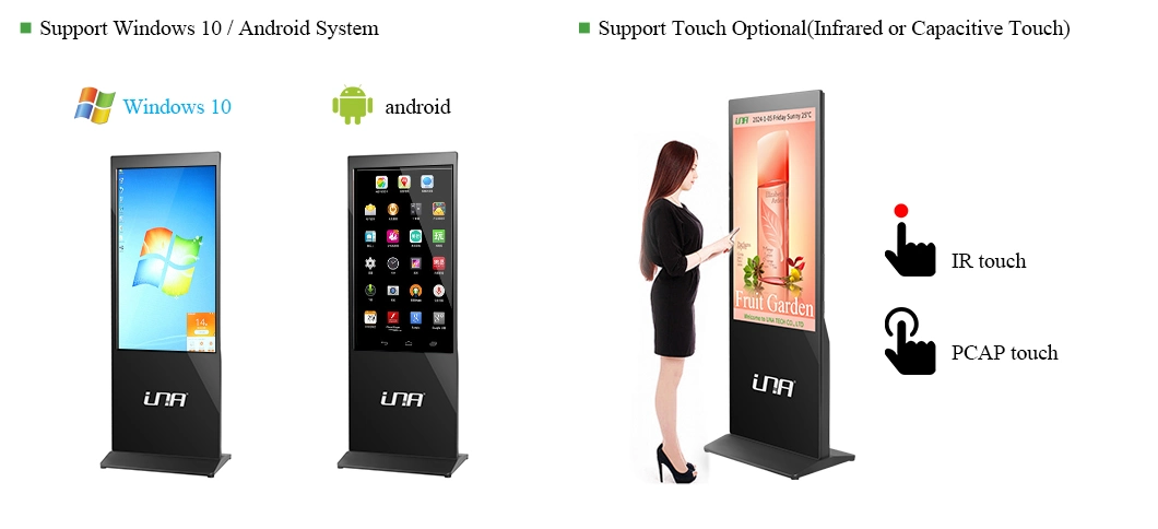 Indoor 32-75inch Advertising Hotel Android LCD Digital Display Screen Signage