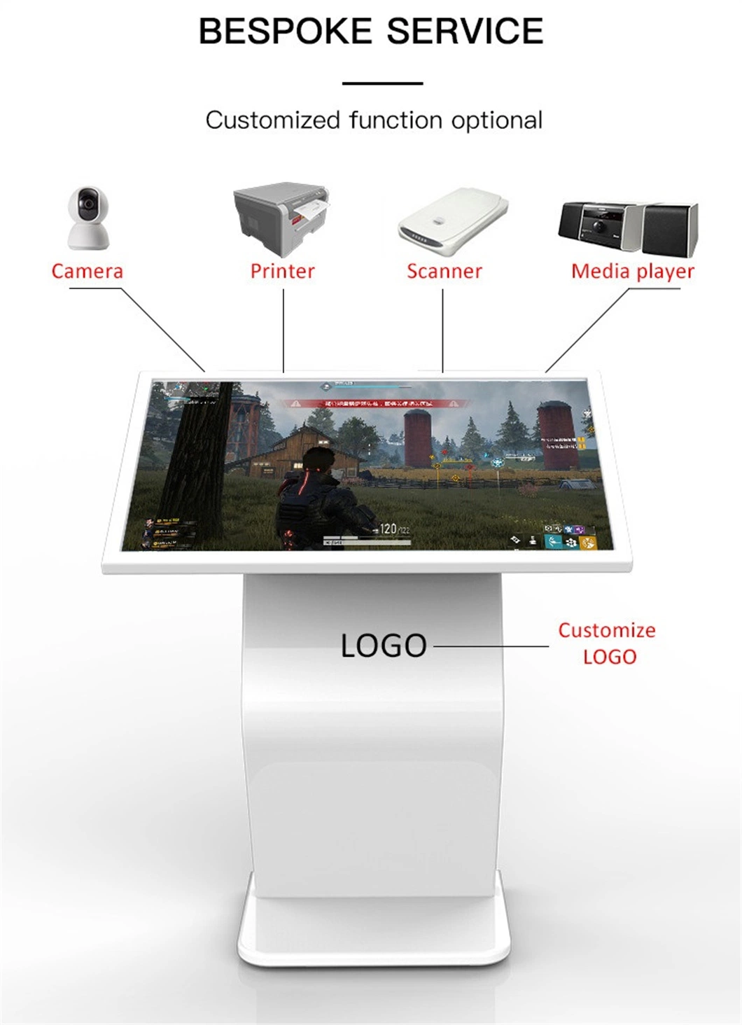 UHD 4K Ultra-Thin Horizontal Digital Signage Totem 32 42 43 55 65 Inch Kiosk TV Digital Display Screen Price Advertising Display Interactive Touch Screen