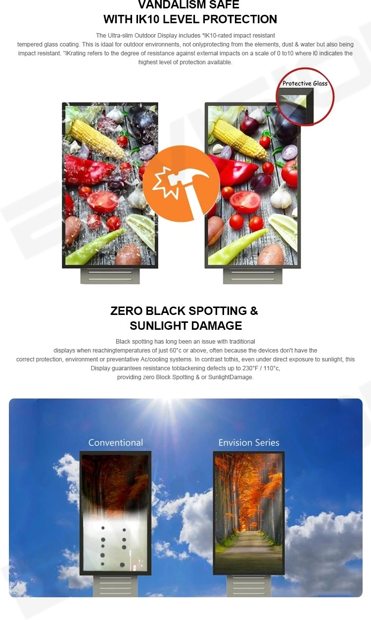 Low Price 55inch Solar Advertising Display Outdoor Digital Signage Screen Totem with LCD Display Floor Stand for Outdoor